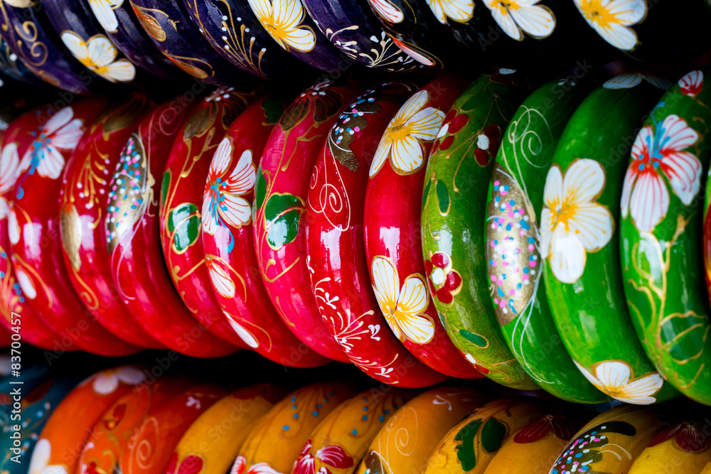 Wood Bracelet and Flower Painting Wood Bracelet and Flower Painting
