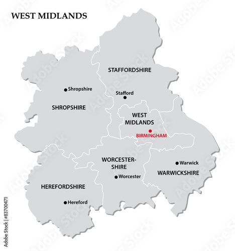 west midlands administrative map photo