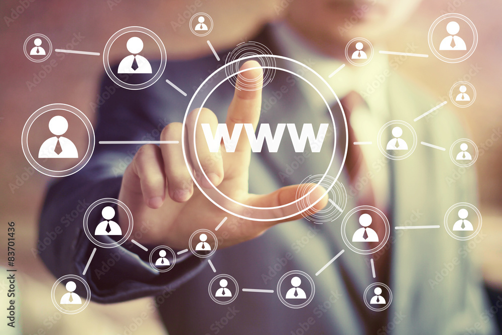 Businessman pushing web button www icon Businessman pushing web button www icon