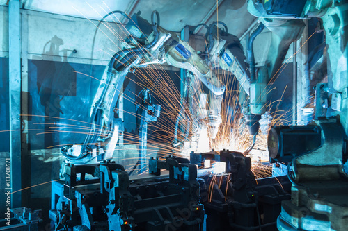  welding robots  the movement. In the automotive parts industry.
