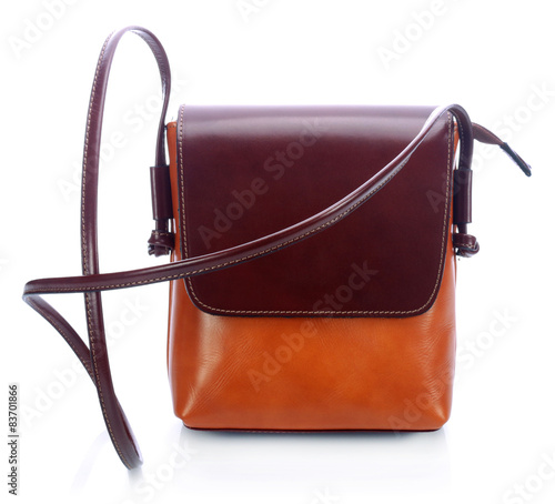 Teenager leather bag on a w...