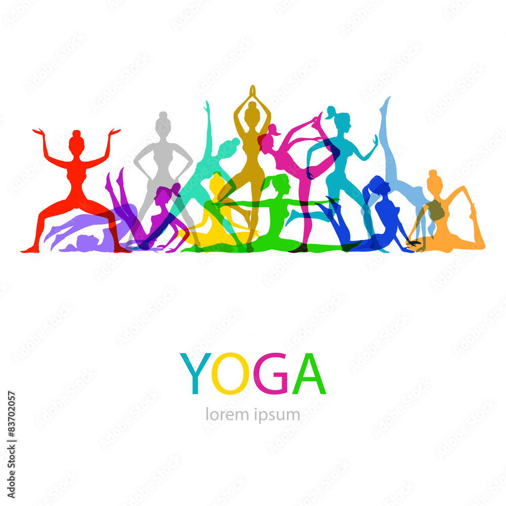 Vector illustration of Yoga poses woman silhouette