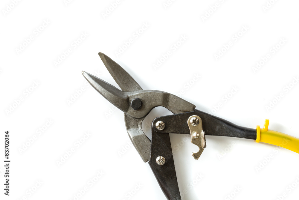 shears with yellow handles isolated on a white background shears with yellow handles isolated on a white background