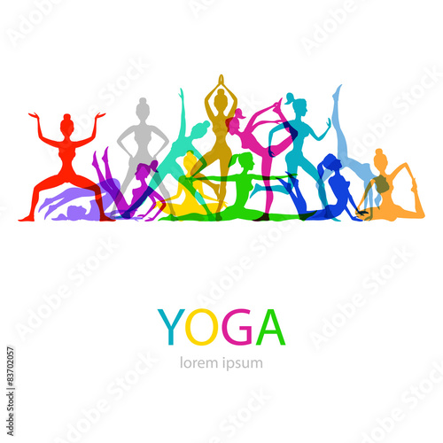 Vector illustration of Yoga poses woman silhouette
