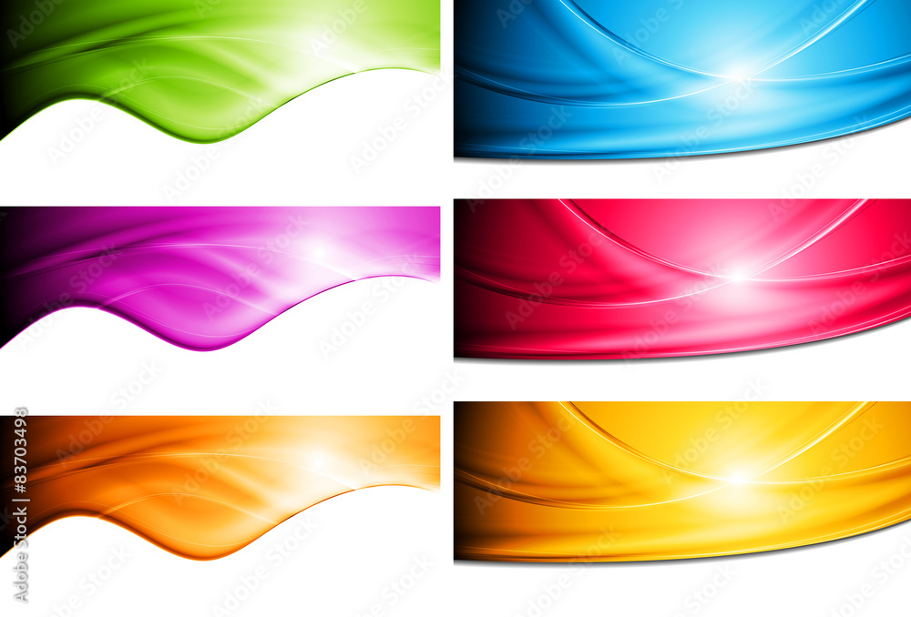 Naklejka premium Set of abstract smooth wavy banners. Raster art design