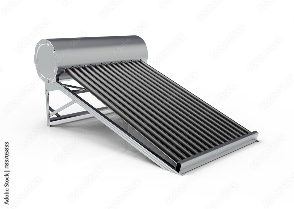 Solar water heater isolated on white