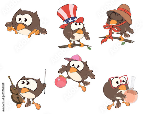 Set of cute owls for you design.  Cartoon 