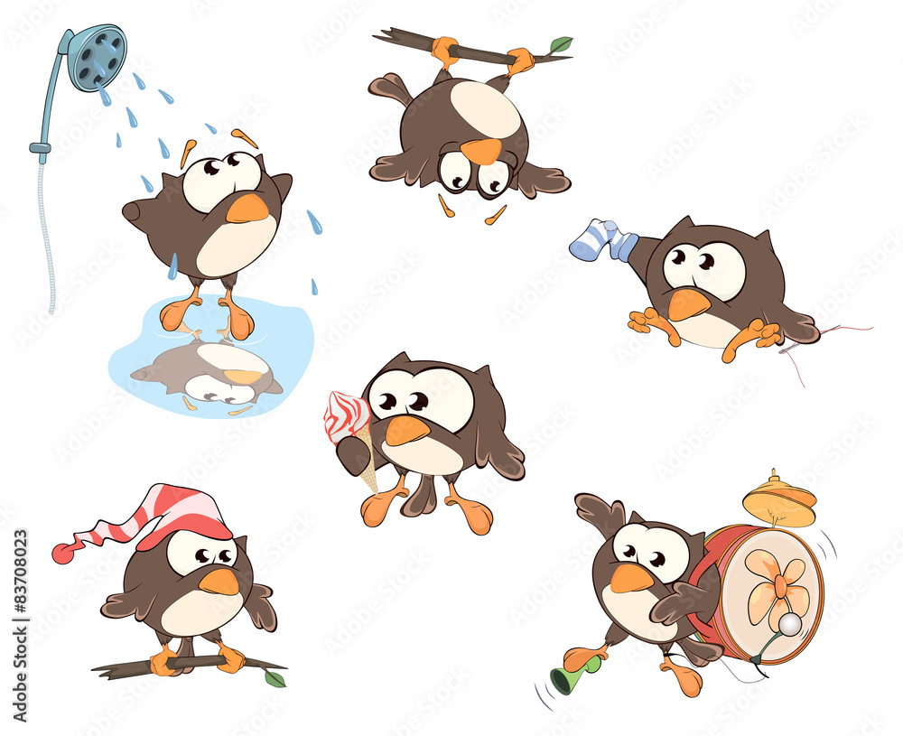 Set of cute owls for you design. Cartoon Set of cute owls for you design. Cartoon