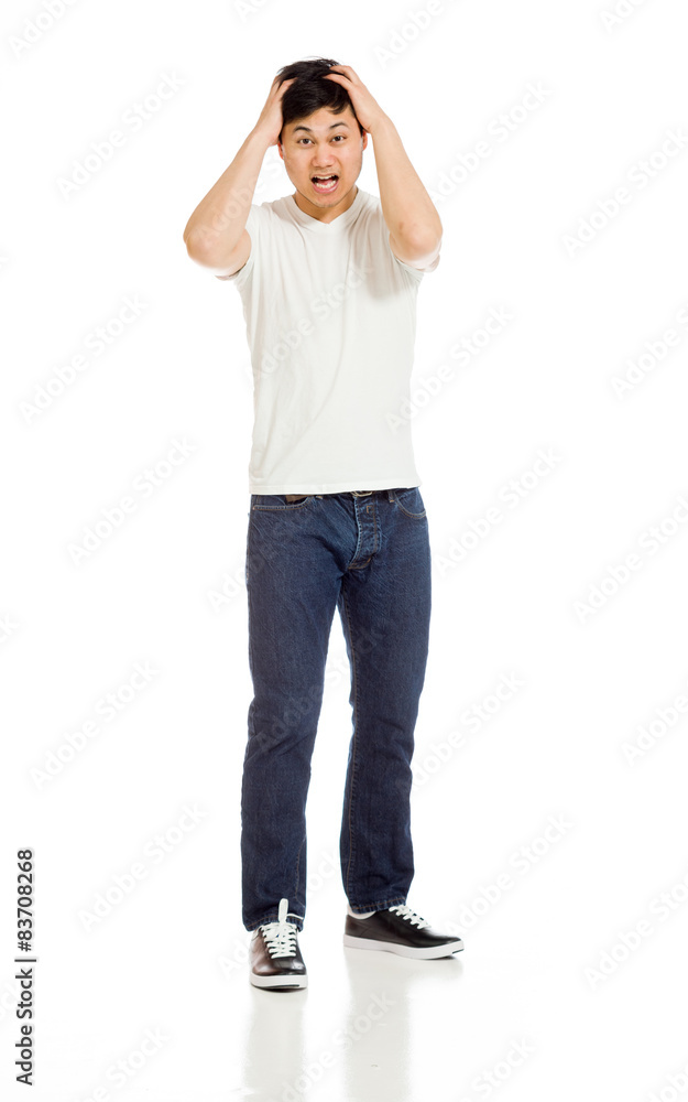 Stressed model pulling hairs Stressed model pulling hairs