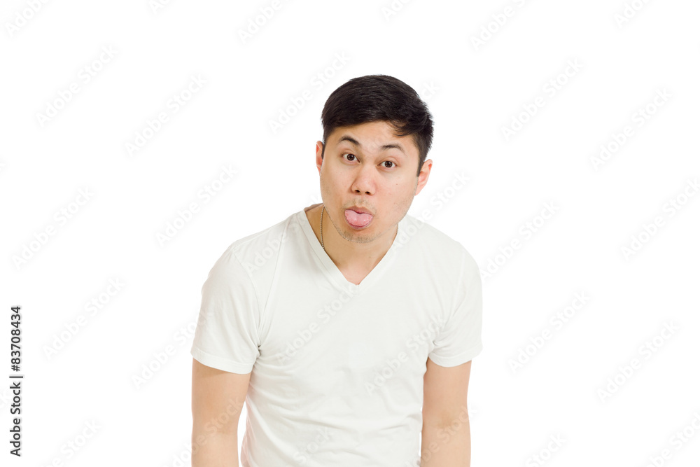 Model isolated sticking tongue out Model isolated sticking tongue out