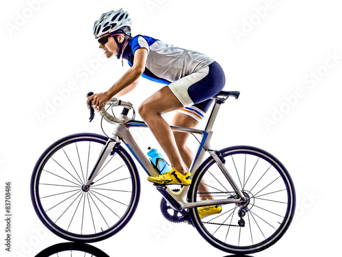 Fototapeta Naklejka Na Ścianę i Meble -  woman triathlon ironman athlete cyclist cycling