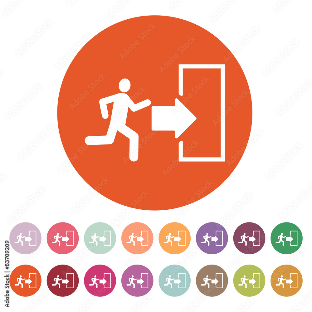The exit icon. Emergency Exit symbol. Flat The exit icon. Emergency Exit symbol. Flat
