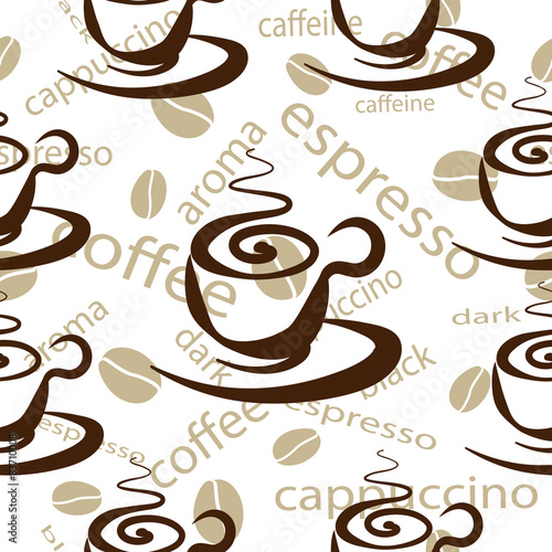 background of coffee cups, seamless vector © dimbar76