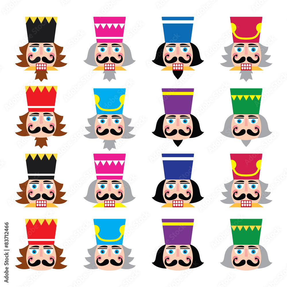 Christmas nutcracker - soldier figurine head icons set
Christmas nutcracker - soldier figurine head icons set