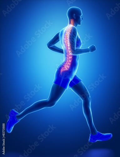 SPINE - running man leg scan in blue © CLIPAREA.com