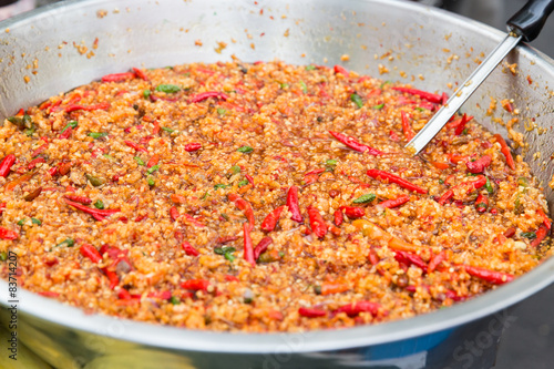 chilly wok or pilaf dish at street market