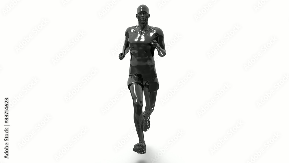 Running man front view slow motion with alpha Running man front view slow motion with alpha
