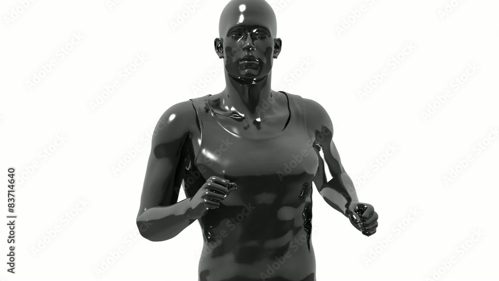 Running man front view slow motion with alpha Running man front view slow motion with alpha