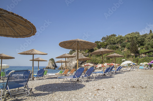 Parga  sunbeds  Greece  Golfo beach