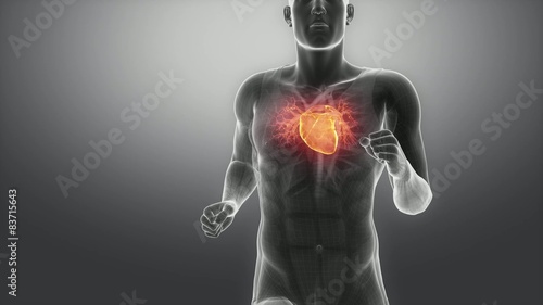 Running man with beating heart in loop