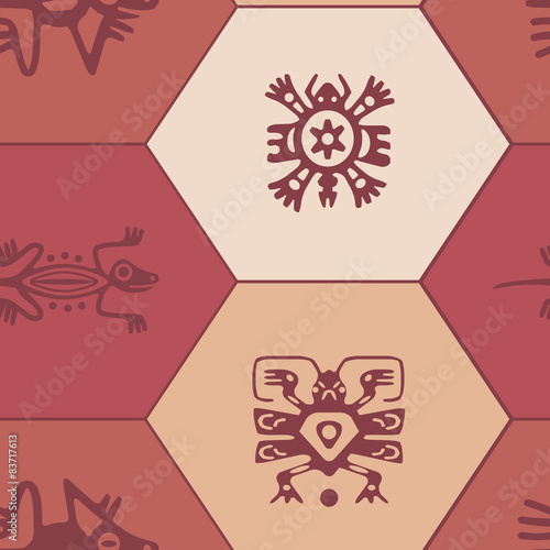 Seamless background with American Indians relics