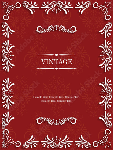 Red Vintage Background with Floral © stanok