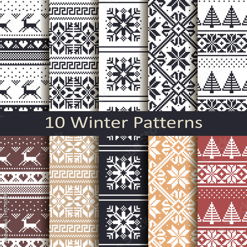 set of ten winter patterns