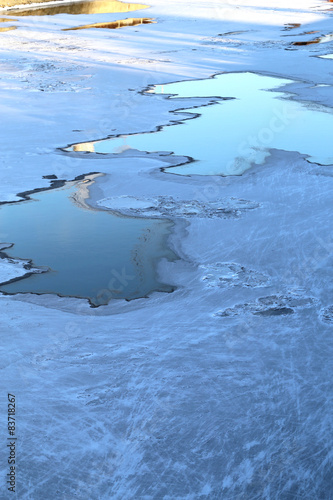 Texture of river ice photographed