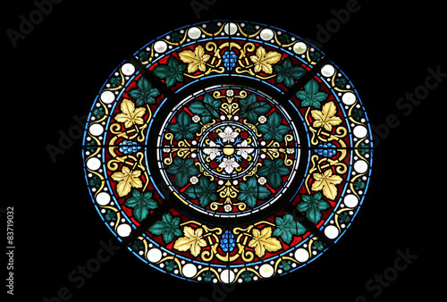 Stained glass window in Basilica Assumption of the Virgin Mary in Marija Bistrica, Croatia