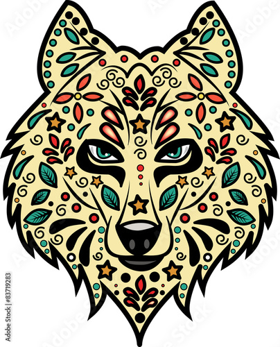 Wolf 's head decorated