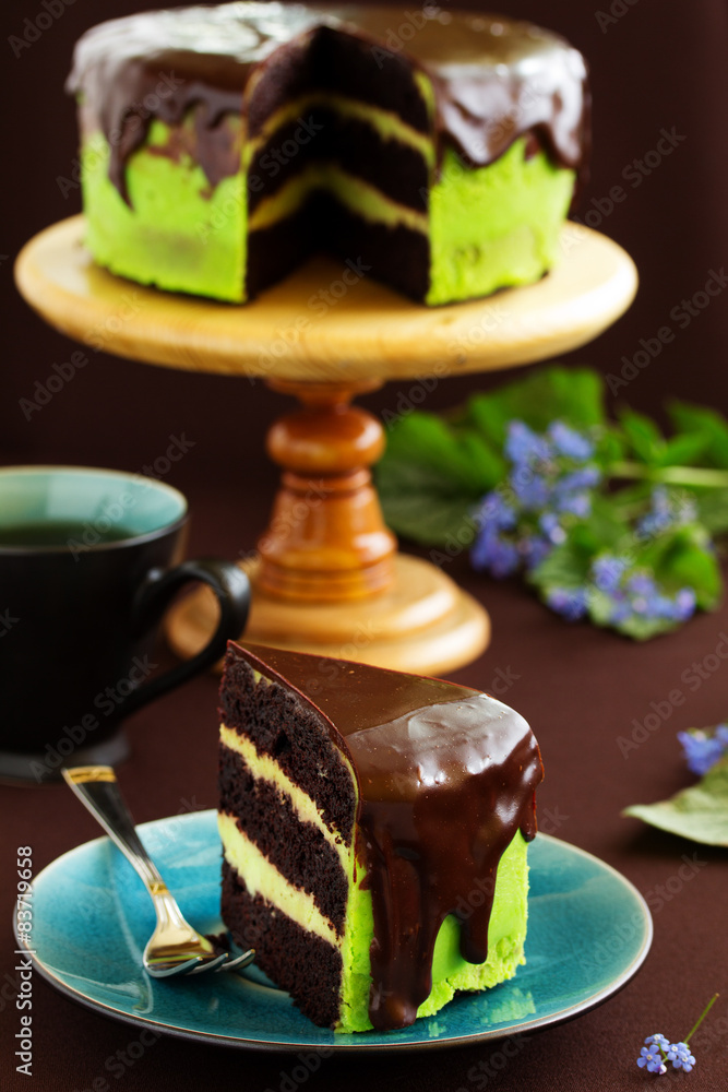 mint-chocolate cake with mint liqueur.
