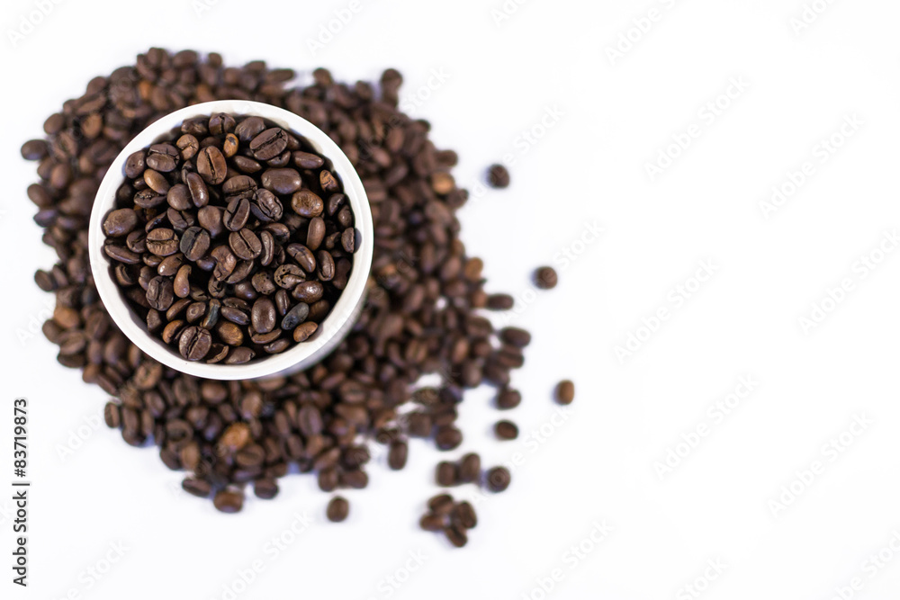 Roasted Beans in a Mug Overhead and Copyspace Roasted Beans in a Mug Overhead and Copyspace