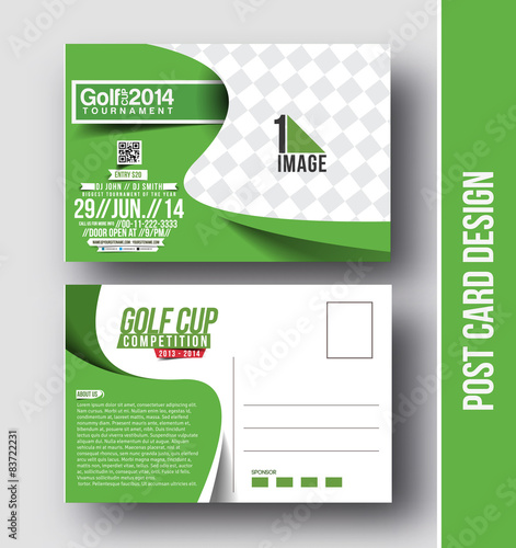 Golf cup Post Card Set Template.