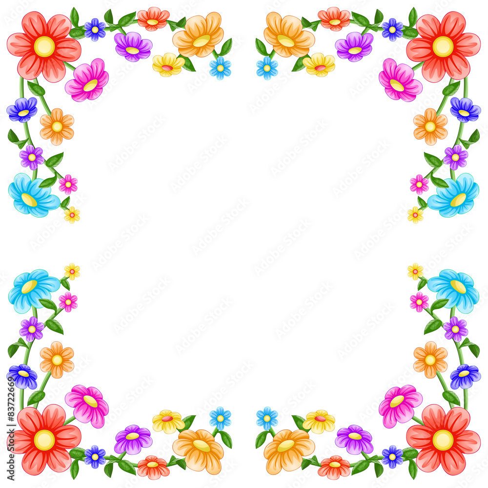 Colorful flowers frame