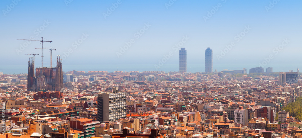 Panoramic cityscape of Barcelona, Spain
