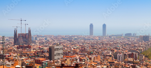 Panoramic cityscape of Barcelona, Spain