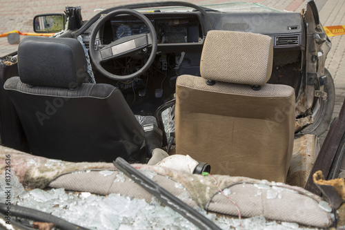 car completely destroyed with broken glass © sociopat_empat