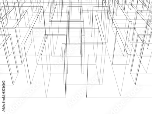 endless maze 3d illustration wire frame 