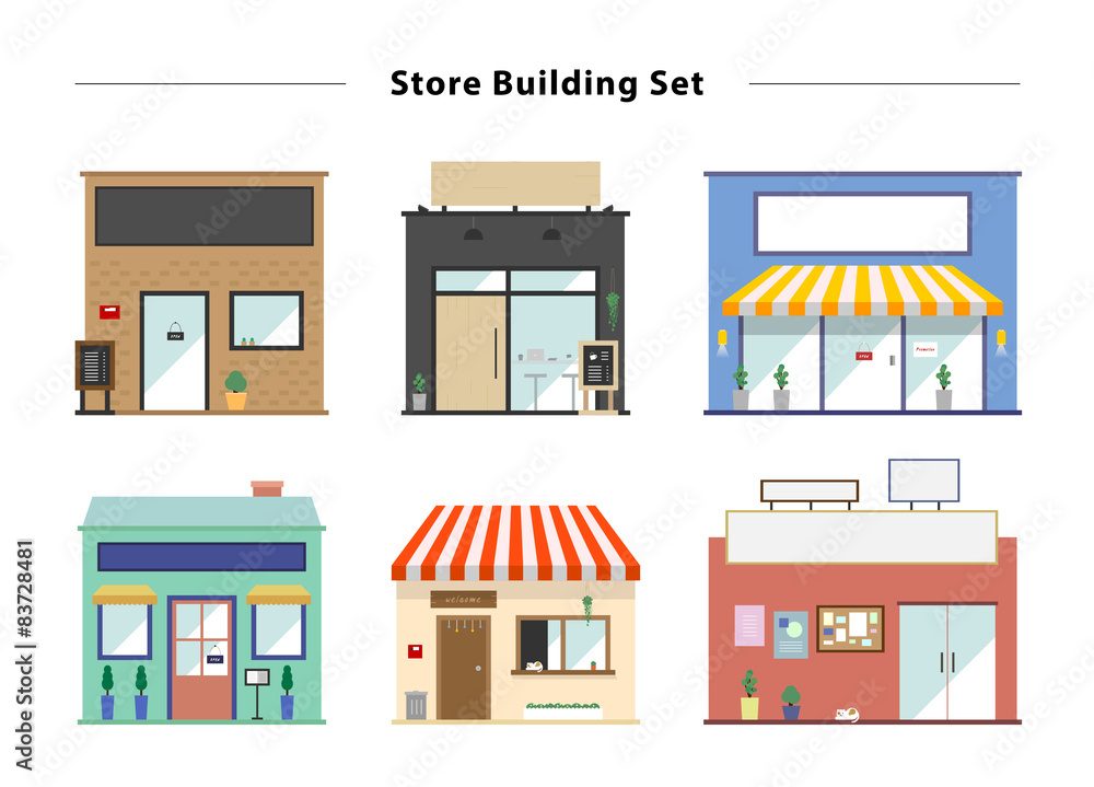 Store front vector illustration set