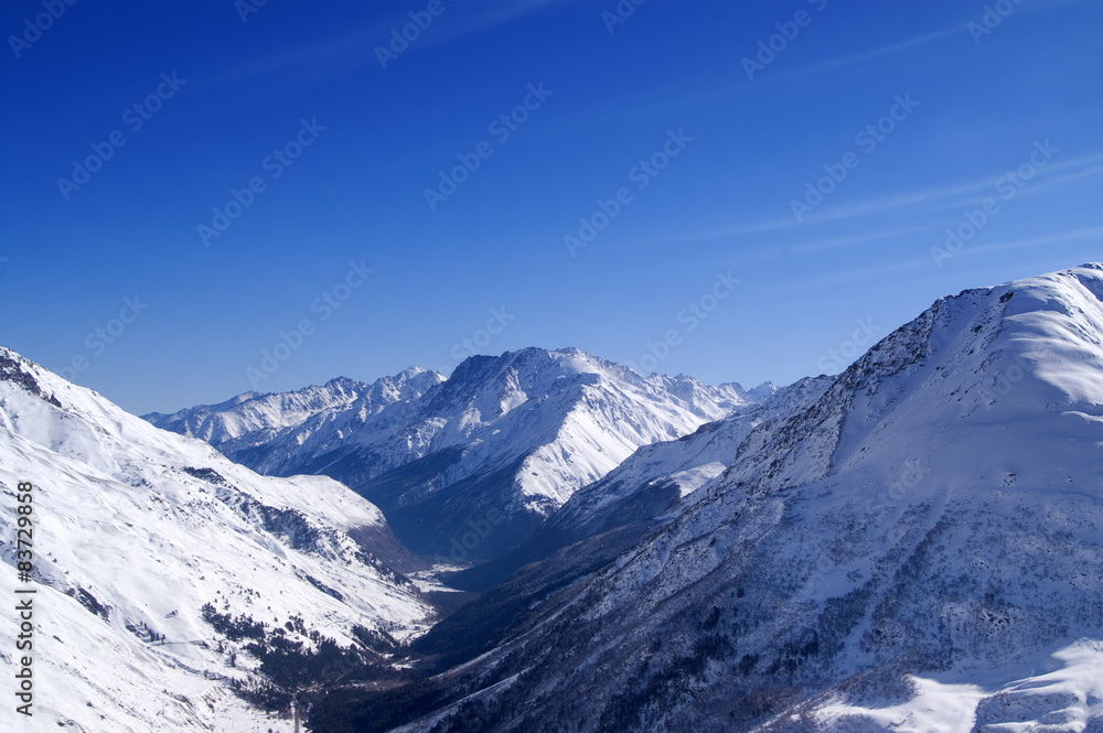 View from off-piste ski slope