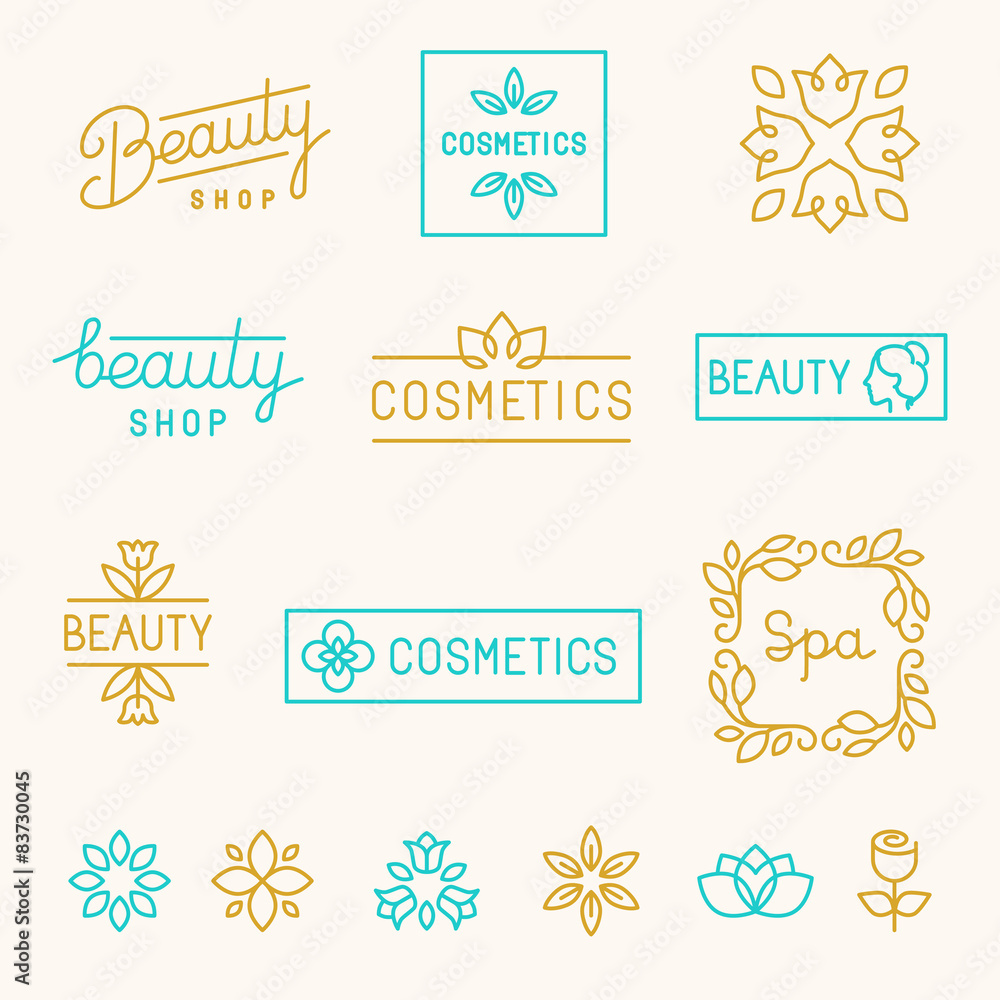 Vector set of linear design elements and logos Vector set of linear design elements and logos