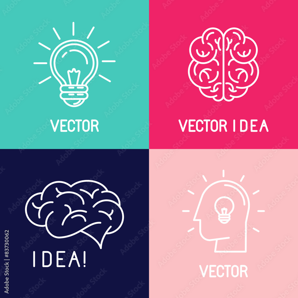 Vector brain logo design elements
