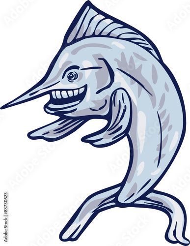 Blue Marlin Fish Isolated Cartoon