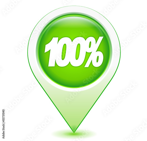 100 pour 100 sur marqueur géolocalisation vert