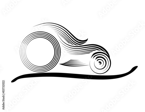 vector simple graphic car - black lines on white background