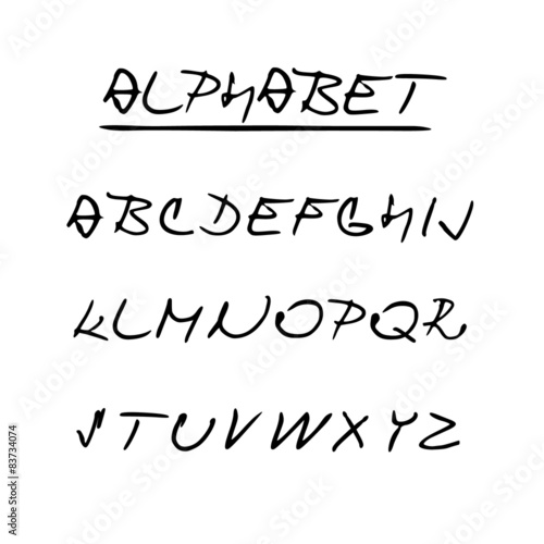 Hand drawn vector alphabet, font, isolated ink letters