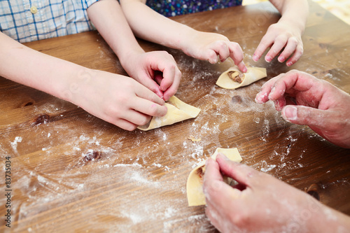 Cooking together with children manti (Central Asia dumplings)