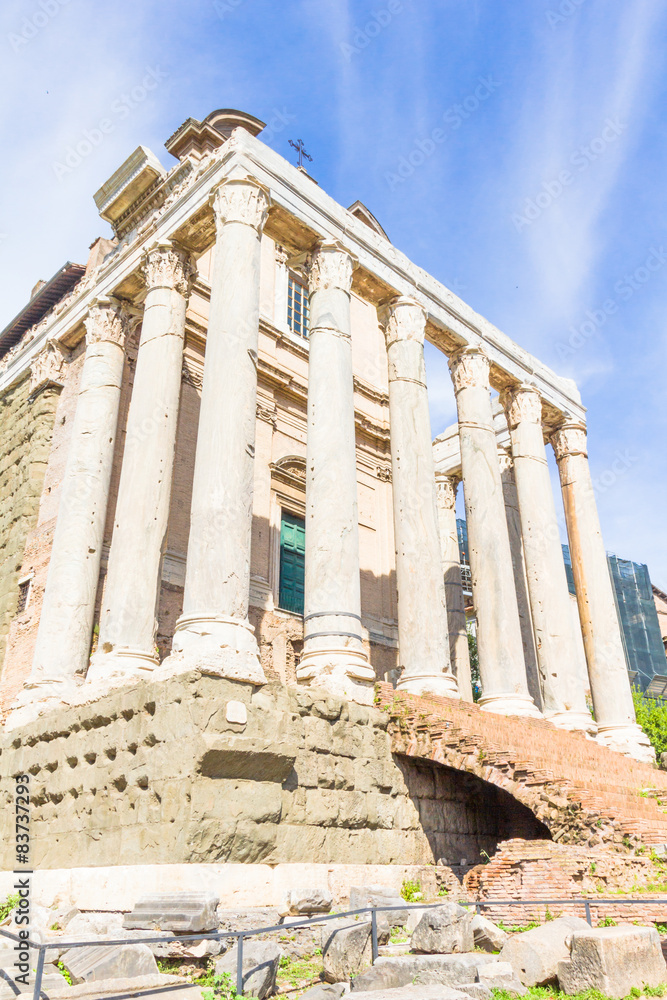 Temple of Antoninus and Faustina in the Roman Forum in Rome