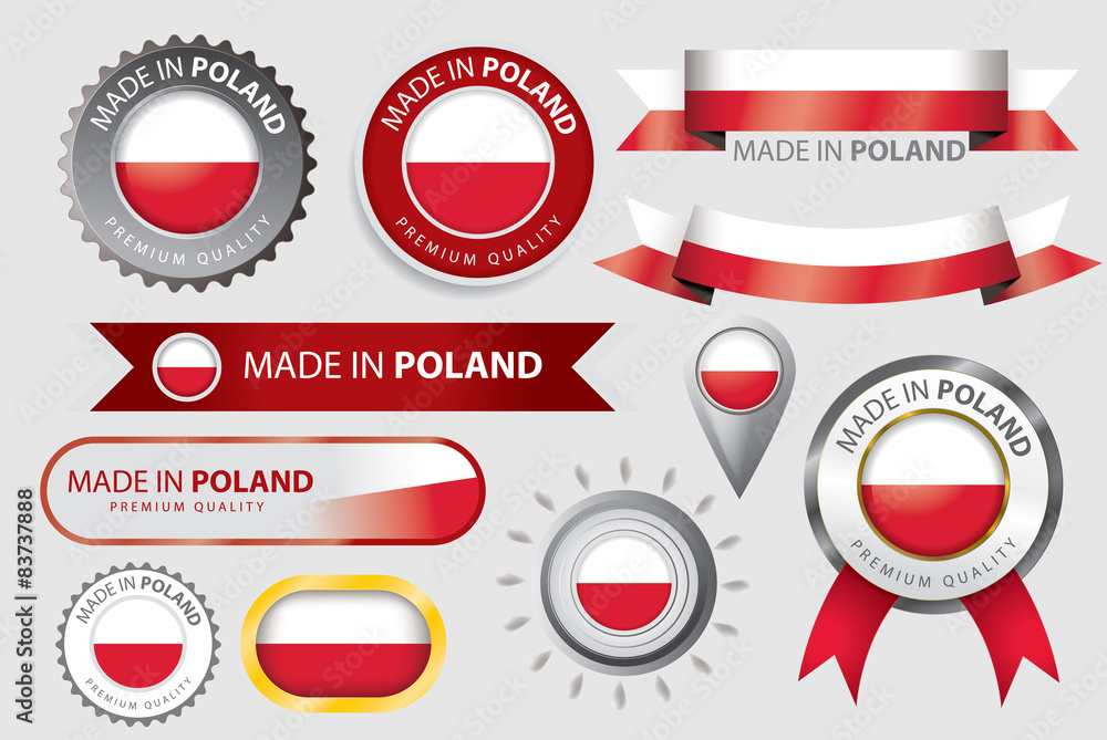 Made in Poland Seal, Polish Flag (Vector Art) Stock Vector | Adobe Stock