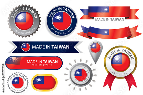 Made in Taiwan Seal, Taiwanese Flag (Vector Art)